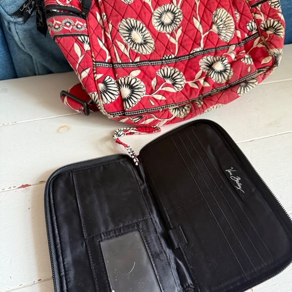 Vera Bradley Backpack With Matching Wallet Red and Black - Picture 5 of 15
